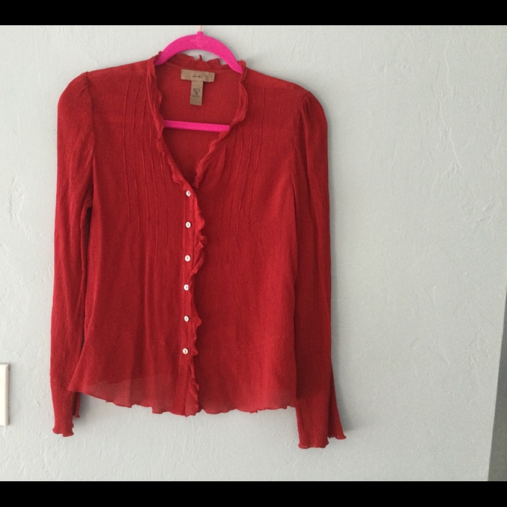 Red silk top